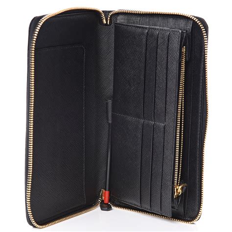 prada saffiano large zip around travel wallet|prada saffiano wallet price.